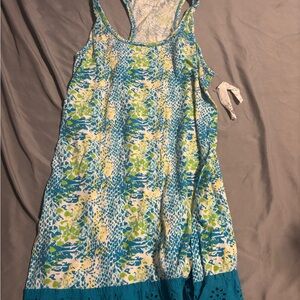 Floral Blue & Green Sleeveless Summer tank